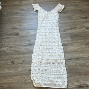 Women's Cream Crochet Midi Dress